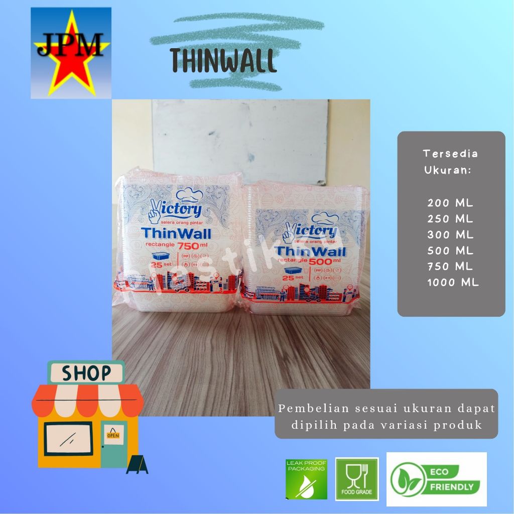 Thinwall Rectangle Ukuran 200 250 300 500 750 1000 ML Merk Victory / Thinwall Persegi Panjang / Thin