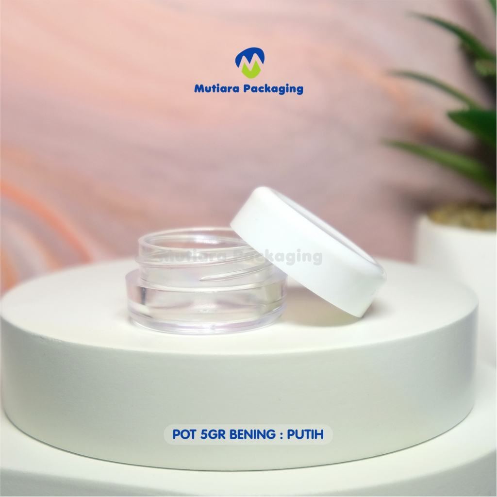 POT 5GR BENING TUTUP PUTIH - POT PP 5GR CLEAR-PUTIH - POT 5GR BENING - PUTIH (BG)