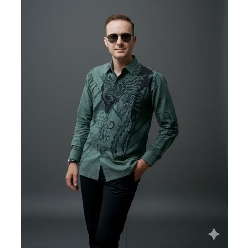 Baju pria Batik hijau Panjang batik furing batik pastel  lengan panjang batik panjang Hijau reguler 