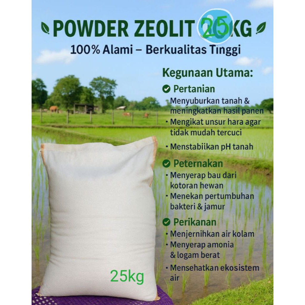 pupuk pembenah tanah tepung zeolite berat -+50kg cocok untuk pembenah tanah Dan tambak udang