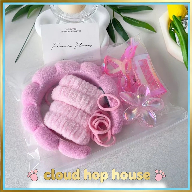 16pcs Set Headband Cuci Muka Korea | Bando Jumbo Empuk + Aksesori Lengkap D195