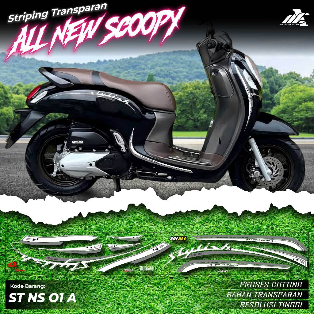 STRIPING SCOOPY STYLISH TRANSPARAN MAXDECAL - NEW DESIGN STRIPING TRANSPARAN SCOOPY STYLISH - ST NS 