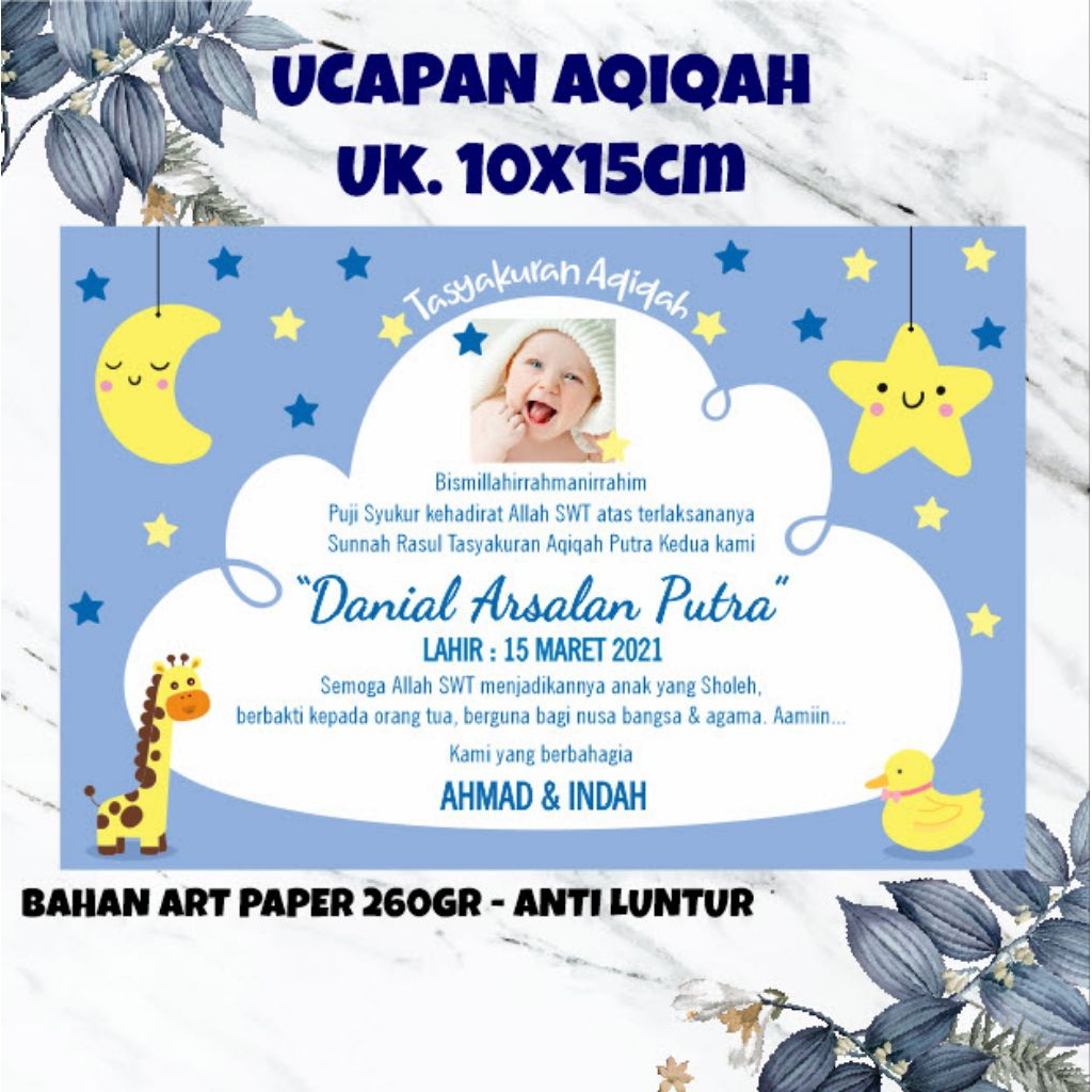 Kartu Aqiqah Termurah / Kartu Aqiqah / Ucapan Aqiqah / Kartu Ucapan