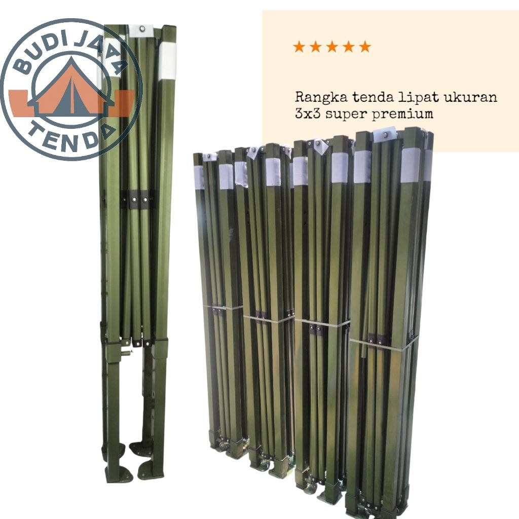 RANGKA TENDA LIPAT RANGKA BESI HOLLOW  HIJAU SUPER PREMIUM UKURAN 3X3