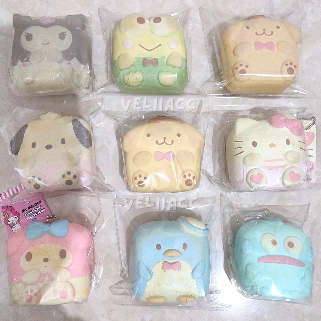 wts squishy chigiri sanrio licensed cinnamoroll kuromi melody hello kitty pochacco hangyodon pompomp