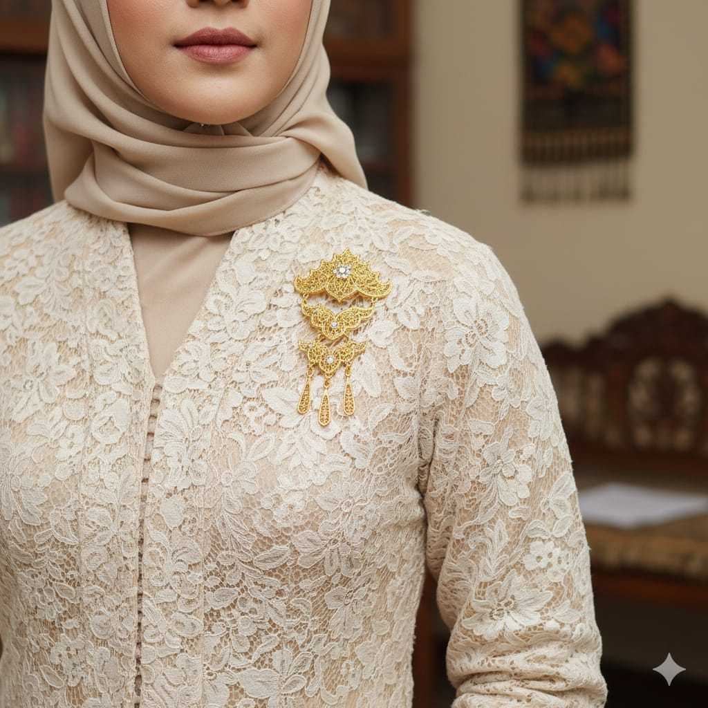 Bros Kebaya 3 susun Stainless Steel/Bros Kebaya Tembaga/Bros Dada Kebaya Lapis Emas