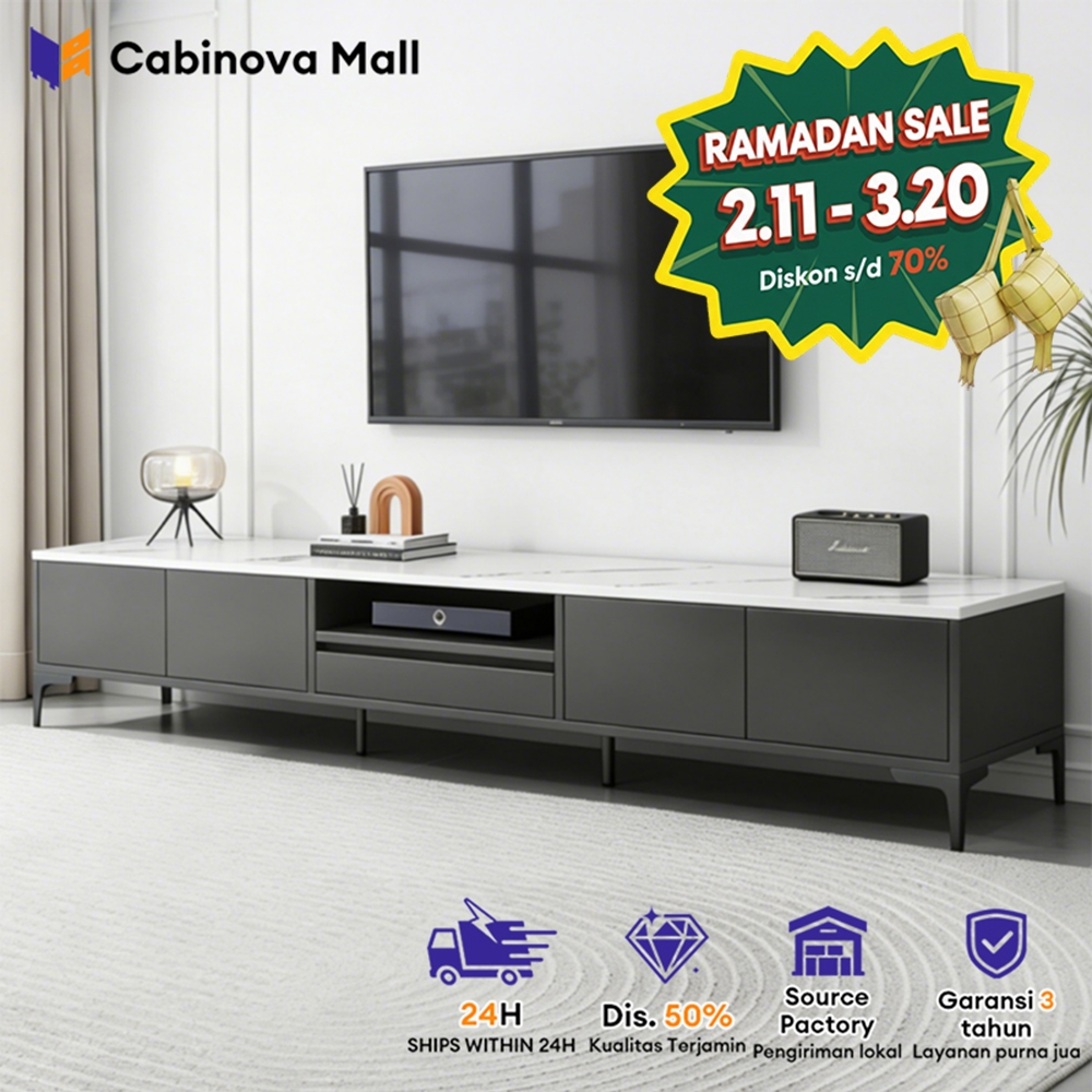 Meja TV Lemari TV Kayu Rak TV Modern Lemari TV Meja TV Kaki Besi Meja TV Minimalis Modern Pola Marme