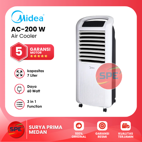 AIR COOLER MIDEA KAPASITAS 7 LITER AC200-W / AC200W GARANSI RESMI (MEDAN)
