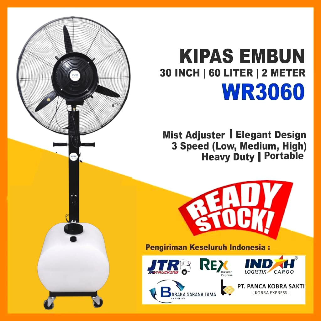 Kipas Angin Embun 30" / 30 inch Misty Fan Kipas Angin Semprot Air 60 Liter Tinggi 2meter