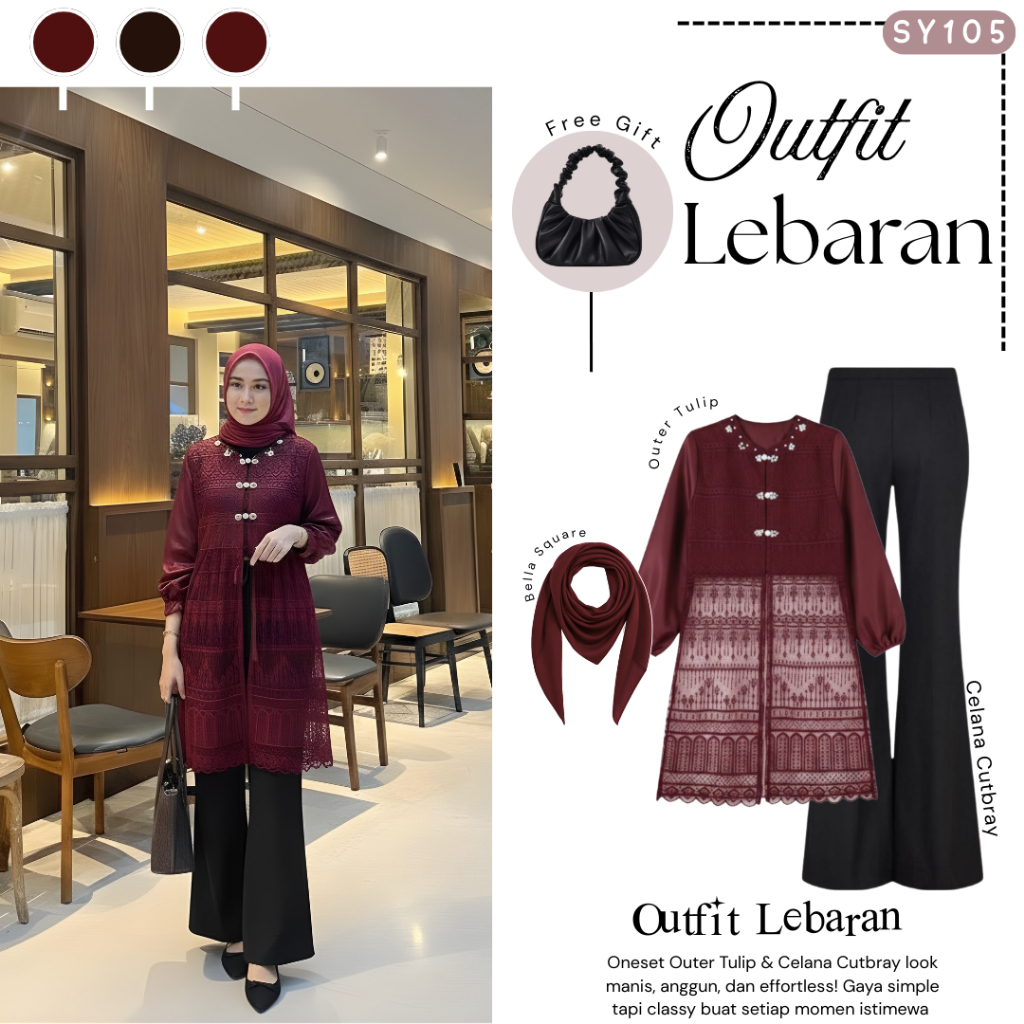 Setelan Lebaran Remaja ( Bella Square + Tunik + Celana ) OOTD Hijab Kekinian - SY105
