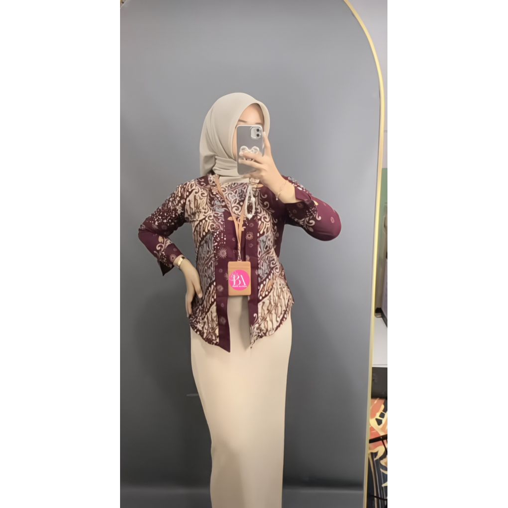 batik wanita kerja Baju batik wanita kerja kantor lengan panjang model kebaya katun adem kerja kanto