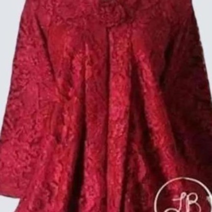 Atasan Kebaya Model Floy Kutu Baru Bahan Brukat Warna Merah Maroon