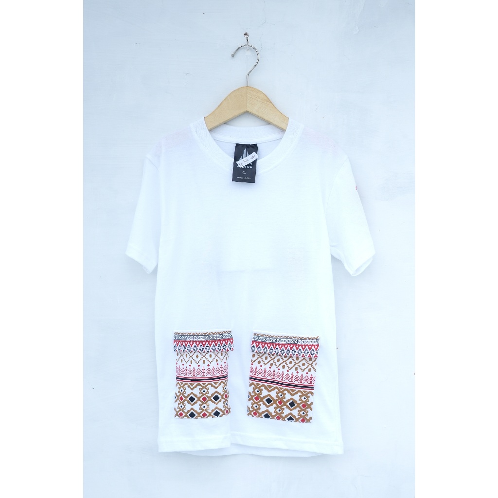 Kaos Setelan Anak Motif Batak 2 Kantong Ulos Batak Merah