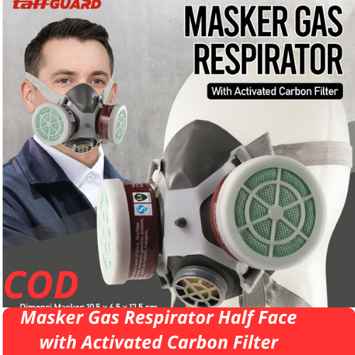 Masker Gas Respirator Half Face with Activated Carbon Filter/Masker Gas Cat Semprot Tahan Debu