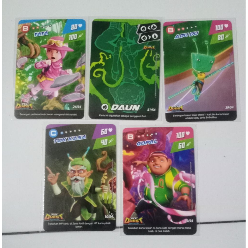 Satuan kartu boboiboy pek quest original