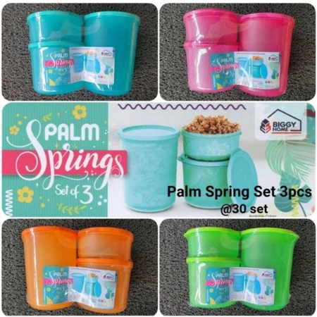 Container Palm Spring Set 3 Pcs Biggy Home toples tempat penyimpanan (PINK)