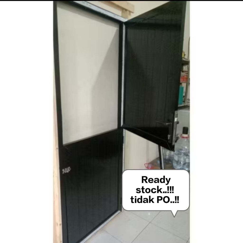 pintu aluminium T210xL90 model koboy /pintu dapur  model koboy 2 daun atas bawah 3 inci full panel a