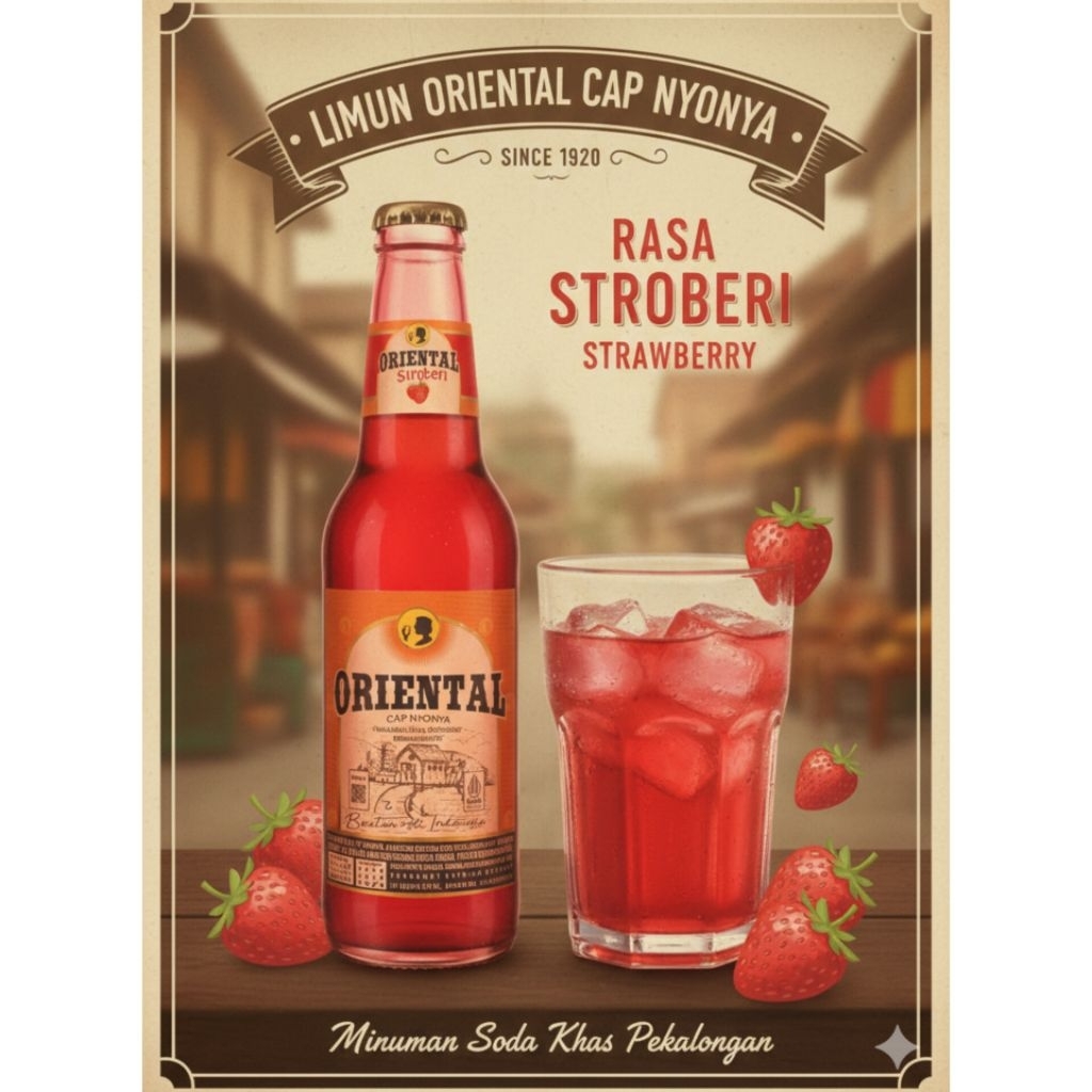 LIMUN ORIENTAL Strawberry (Stroberi) 300ml - Minuman Soda Pekalongan - Minuman Jadul