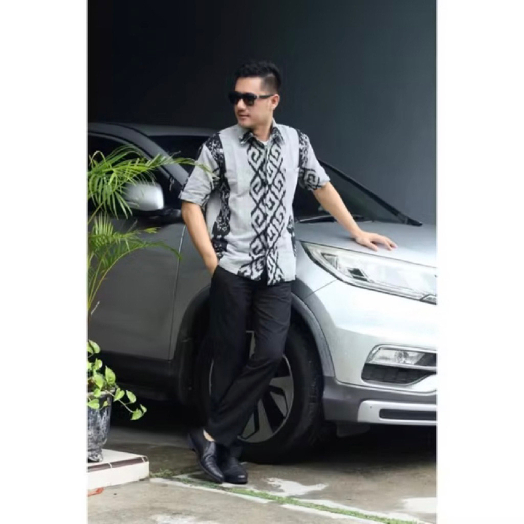 Kemeja tenun pria lengan pendek - baju tenun pria
