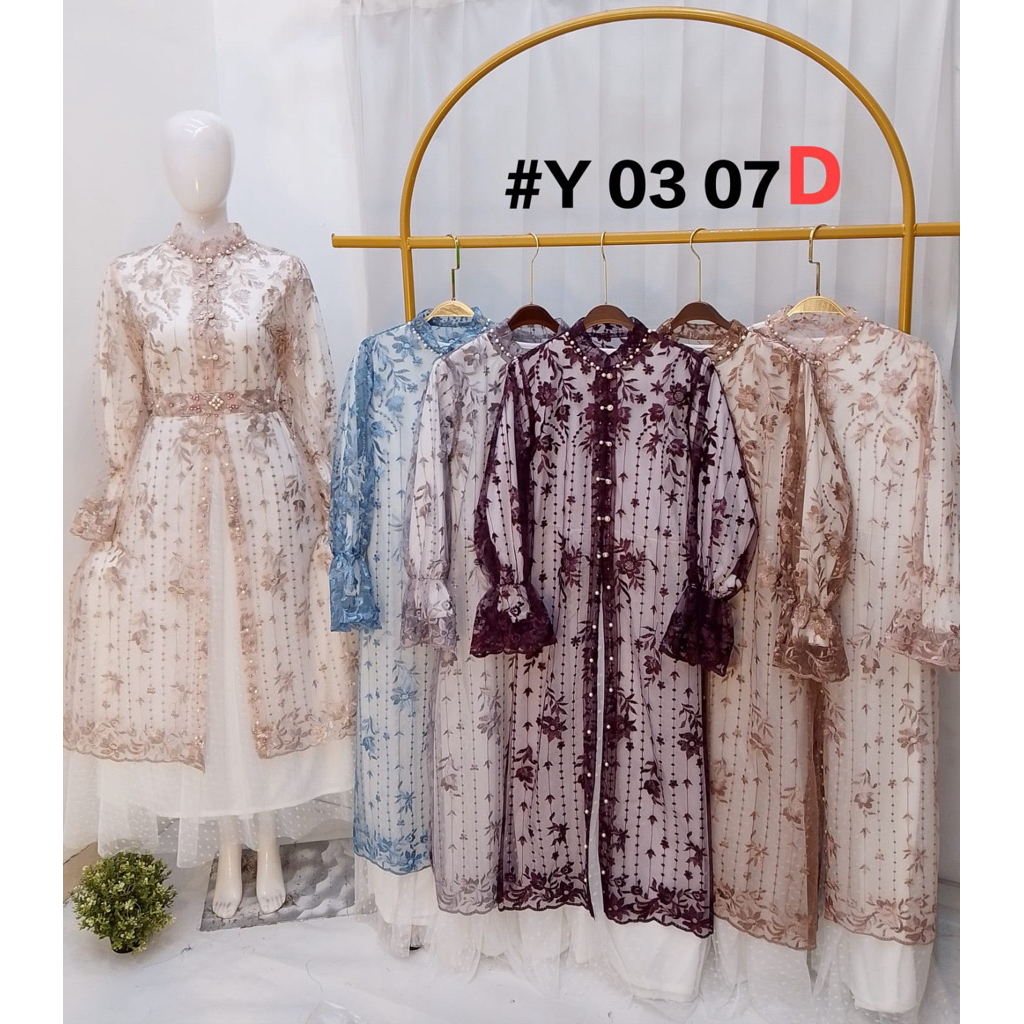 Aurelia Pearl Lace Dress / Gamis Outer Brukat Bisa Lepas Pasang