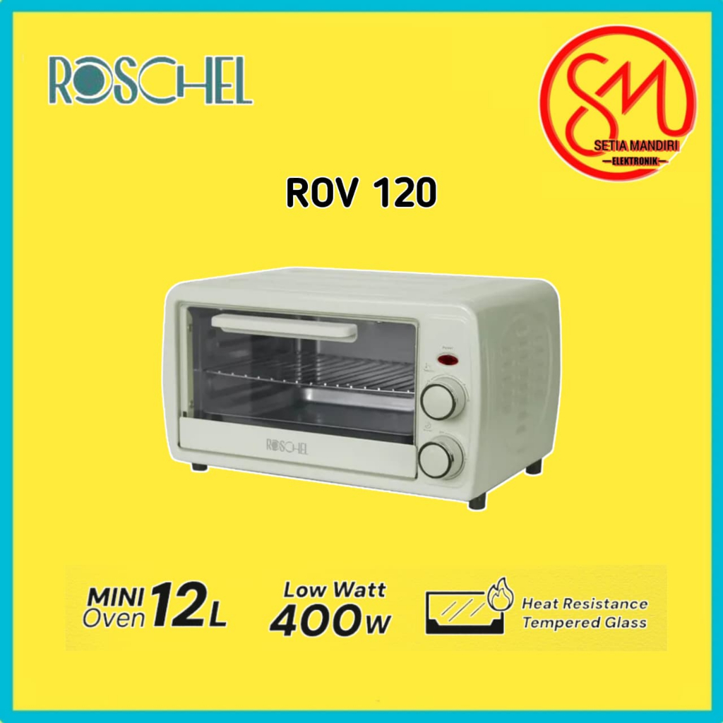 Roschel Electric Oven Low Watt 400 W Kapasitas 12L Pemanas Ganda Atas Bawah