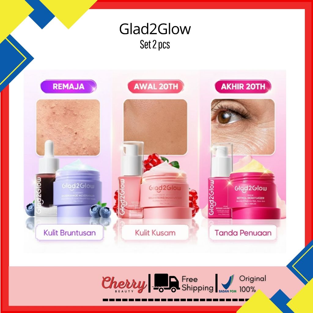 Glad2glow 2in1 Simple Set - Serum + Moisturizer - Pomegranate Serum Moisturizer Peach Retinol Serum 