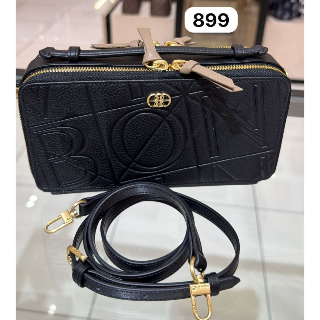 tas bonia original sling camera 2 zipper hitam