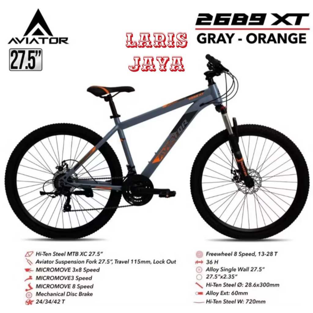 Sepeda MTB 27.5 Inch Aviator 2689 XT 8Speed suspension Terbaru
