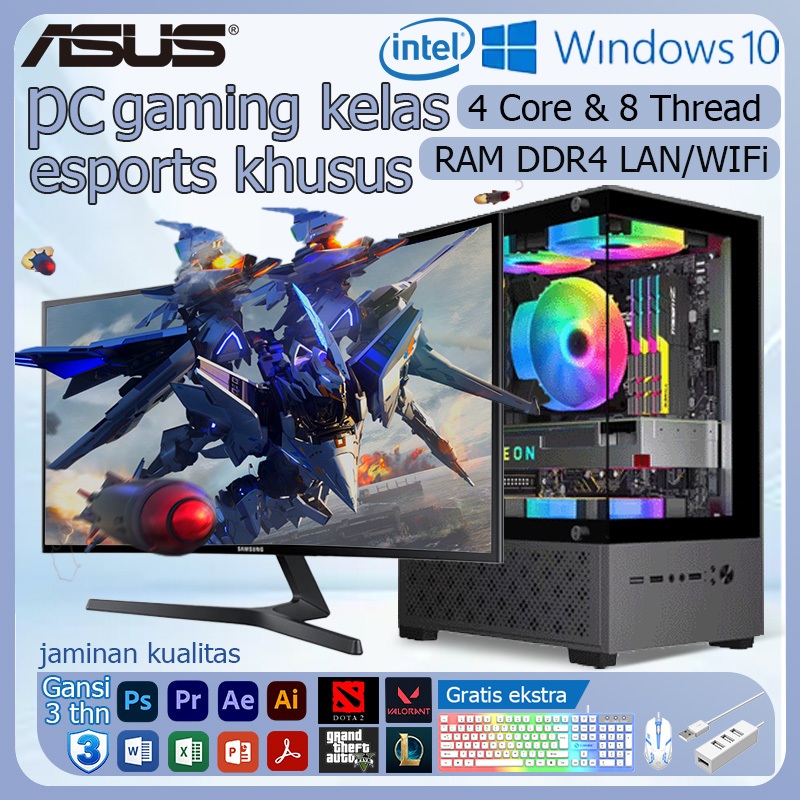 PC Gaming Full Set Rakitan ECS Budget - PC Lengkap Siap Pakai Gaming Desain Editing Dll PC Rakitan