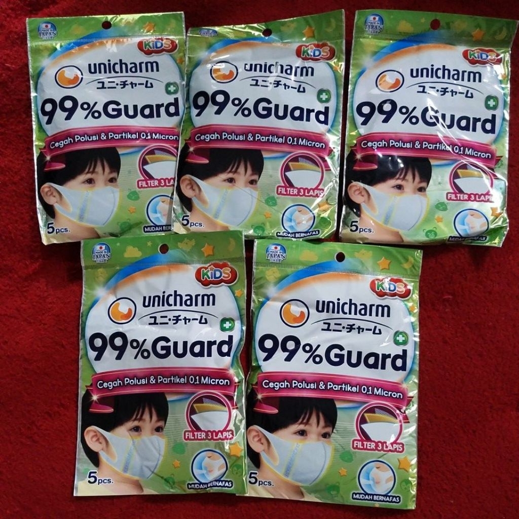 Masker Kids Unicharm 99% guard. Filter 3 Lapis. ISI 25 PCS ( 5 PACK)