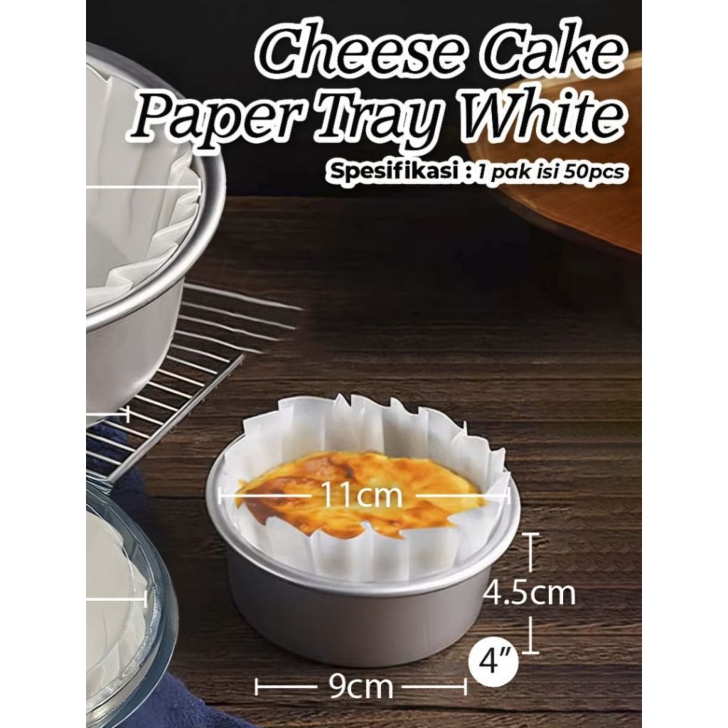 50pcs Cheese cake paper tray / kertas alas cake / paper cup / kertas kue