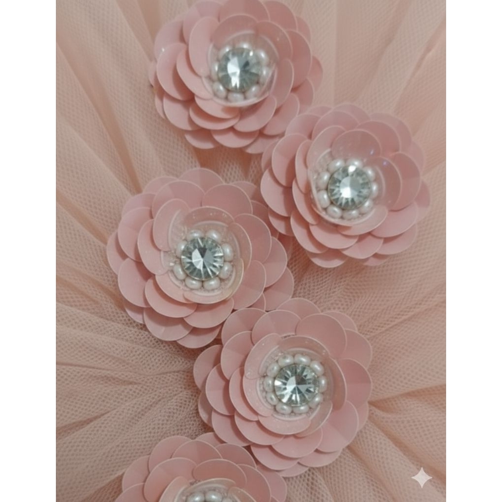 aplikasi bunga 3d baju kebaya diameter 7cm