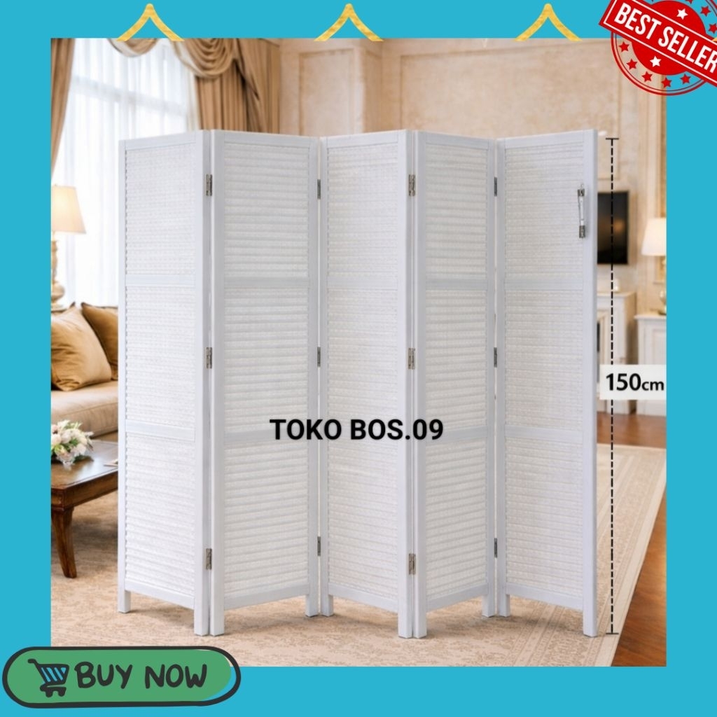 Redy Stok Sketsel Rotan Sintetis Partisi Penyekat Ruangan Pembatas Ruangan Gordeng Lipat