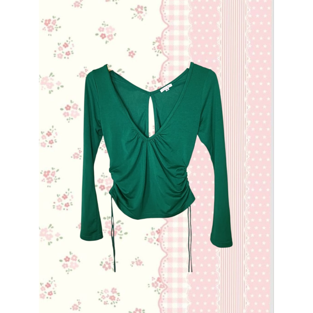 y2k Colza Vneck Ruched Body Top Kawai 2000's Style