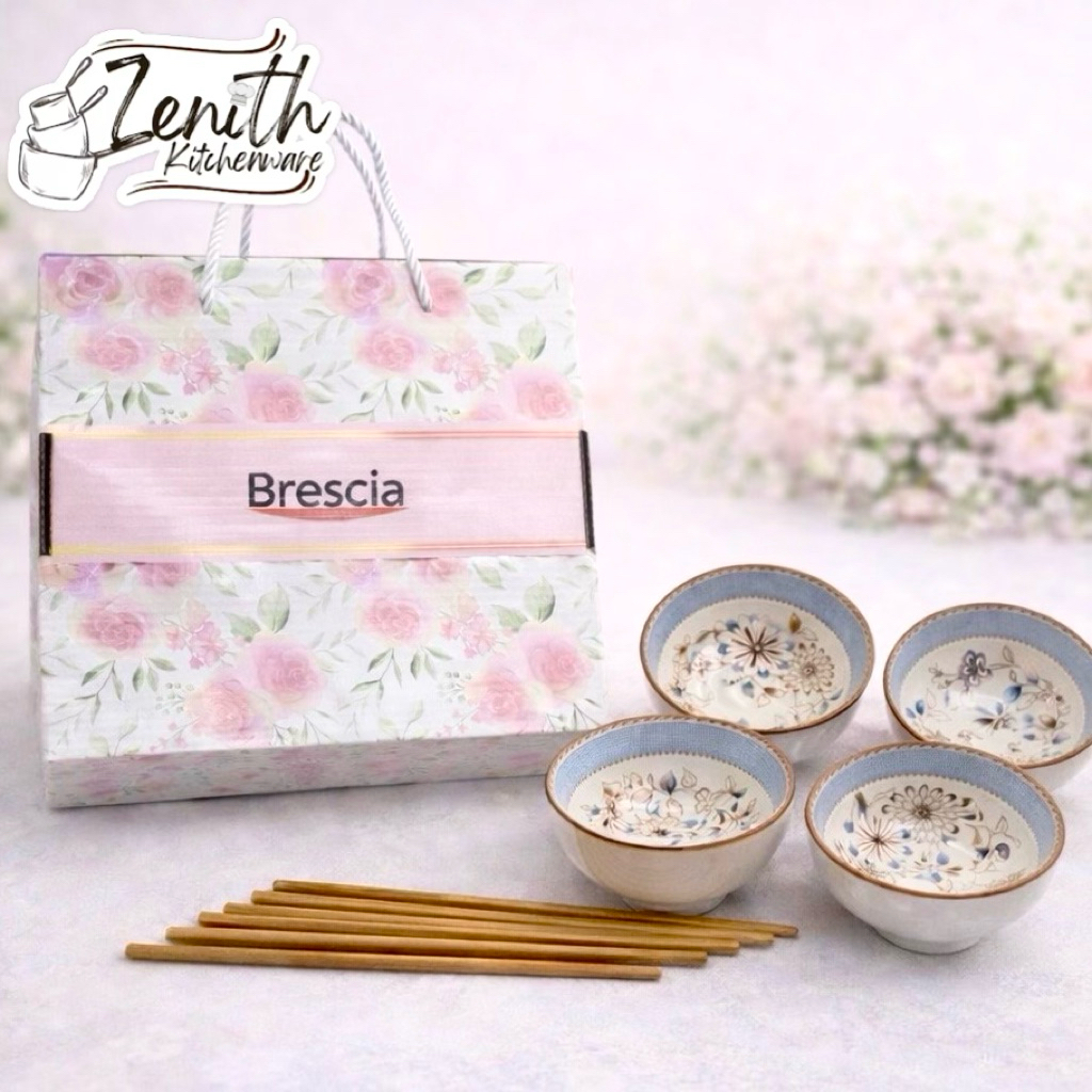 BRESCIA GIFT SET 4 MANGKOK KERAMIK DAN SUMPIT DENGAN BOX/ HAMPERS LEBARAN/ HADIAH SOUVENIR WEDDING