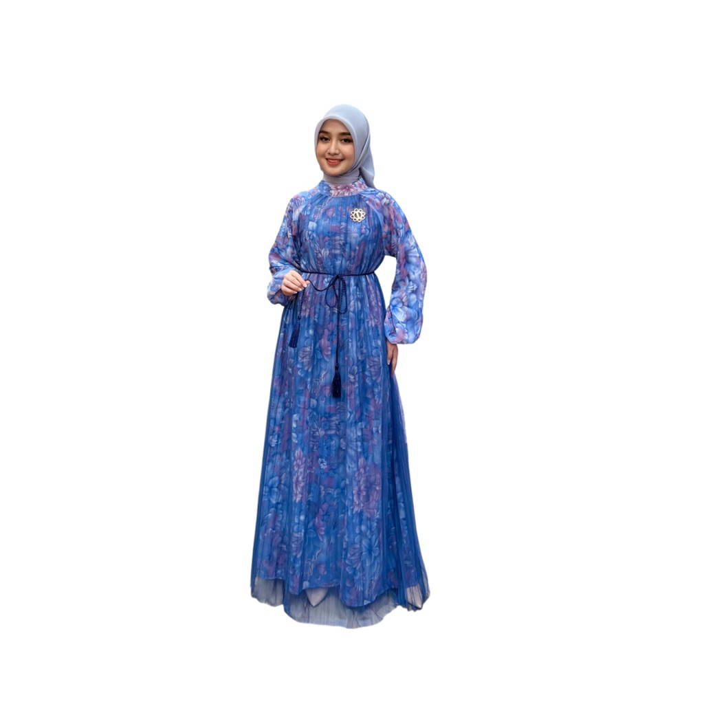 DRESS GAMIS MOTIF BUNGA TERBARU CANTIK DAN KEKINIAN OUTFIT FASHIO TREND
