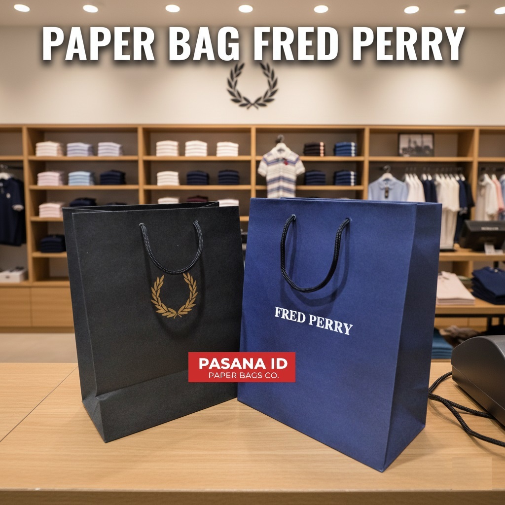 Grosir Paper bag fred perry medium tas kado hadiah hampers