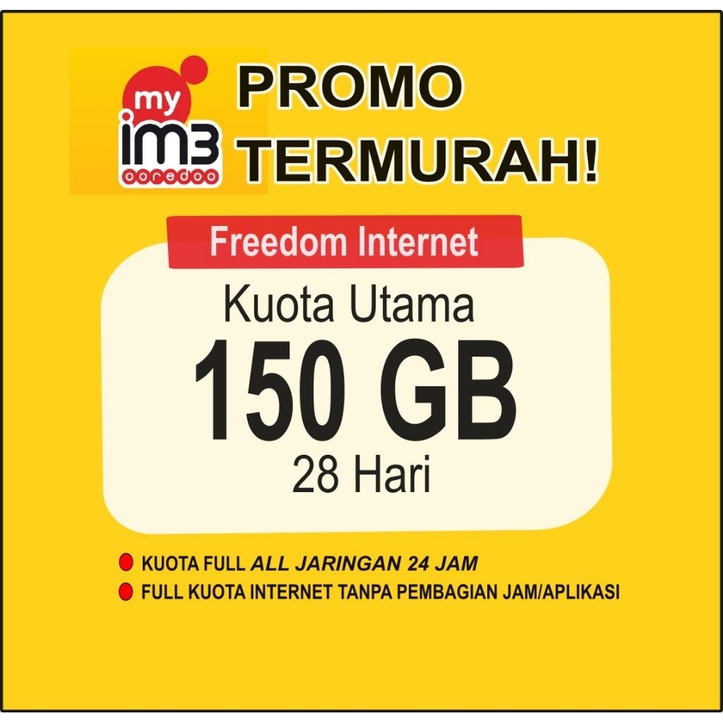 PAKET DATA FREEDOM INTERNET INDOSAT IM3 150 GB