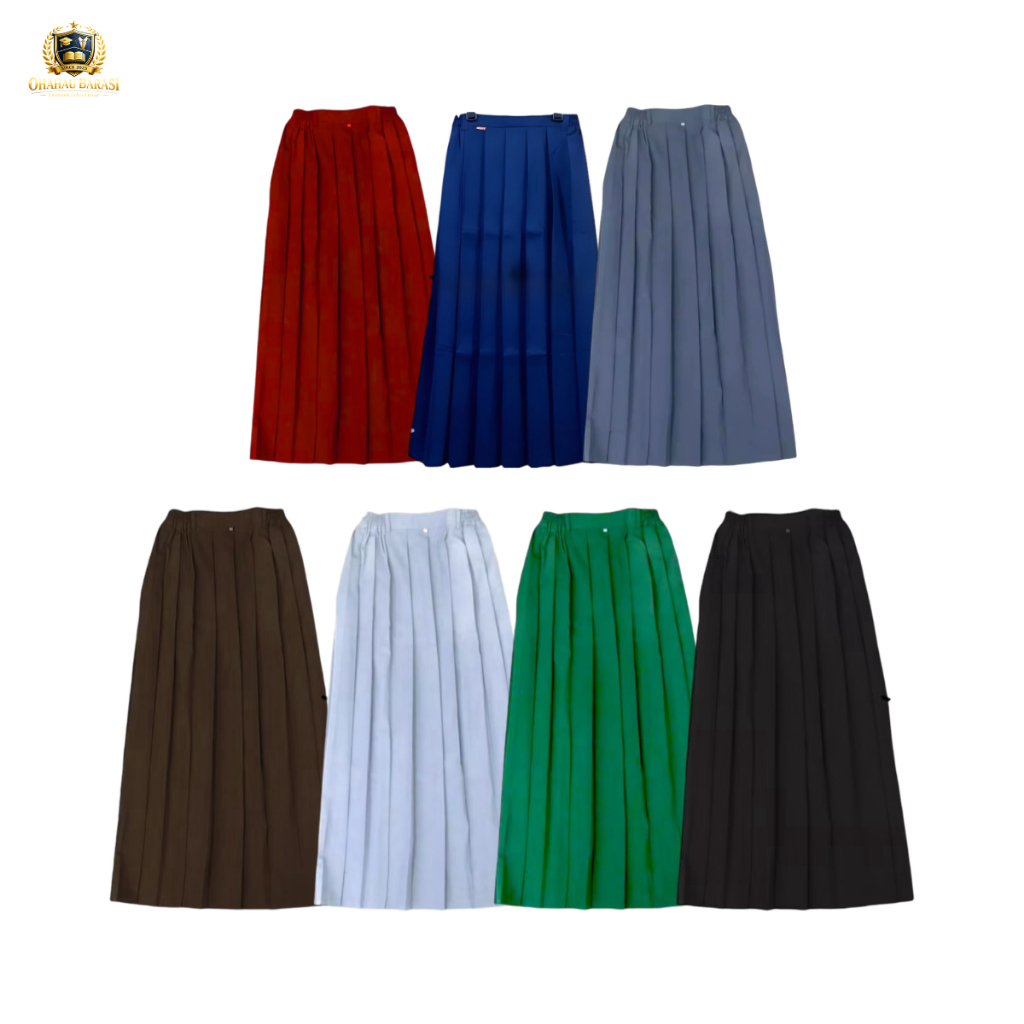 Seragam Sekolah Rok Panjang Sekolah SD MI SMP SMA Premium Merah Biru Abu Coklat Putih Hitam Hijau