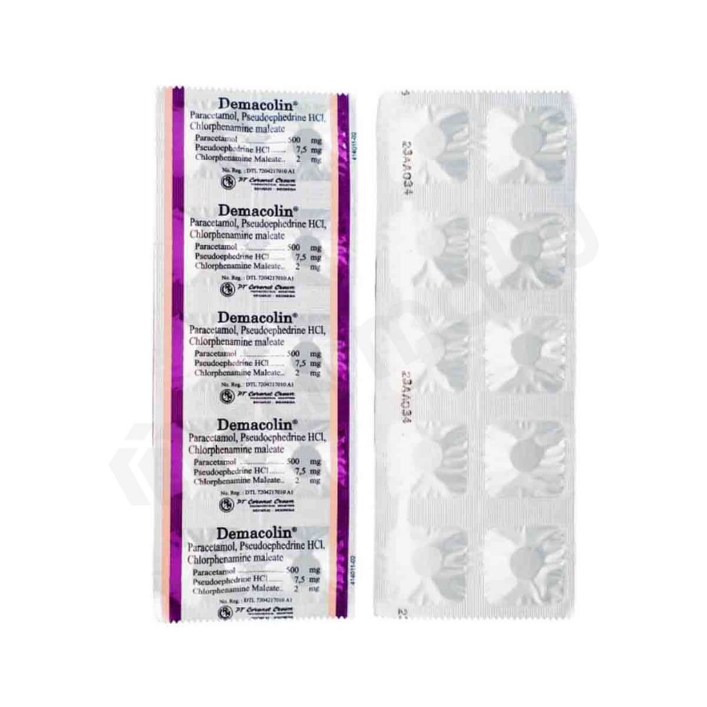 DEMACOLIN Strip 10 Tablet Meredakan Flu Demam Sakit Kepala Dewasa Anak-Anak
