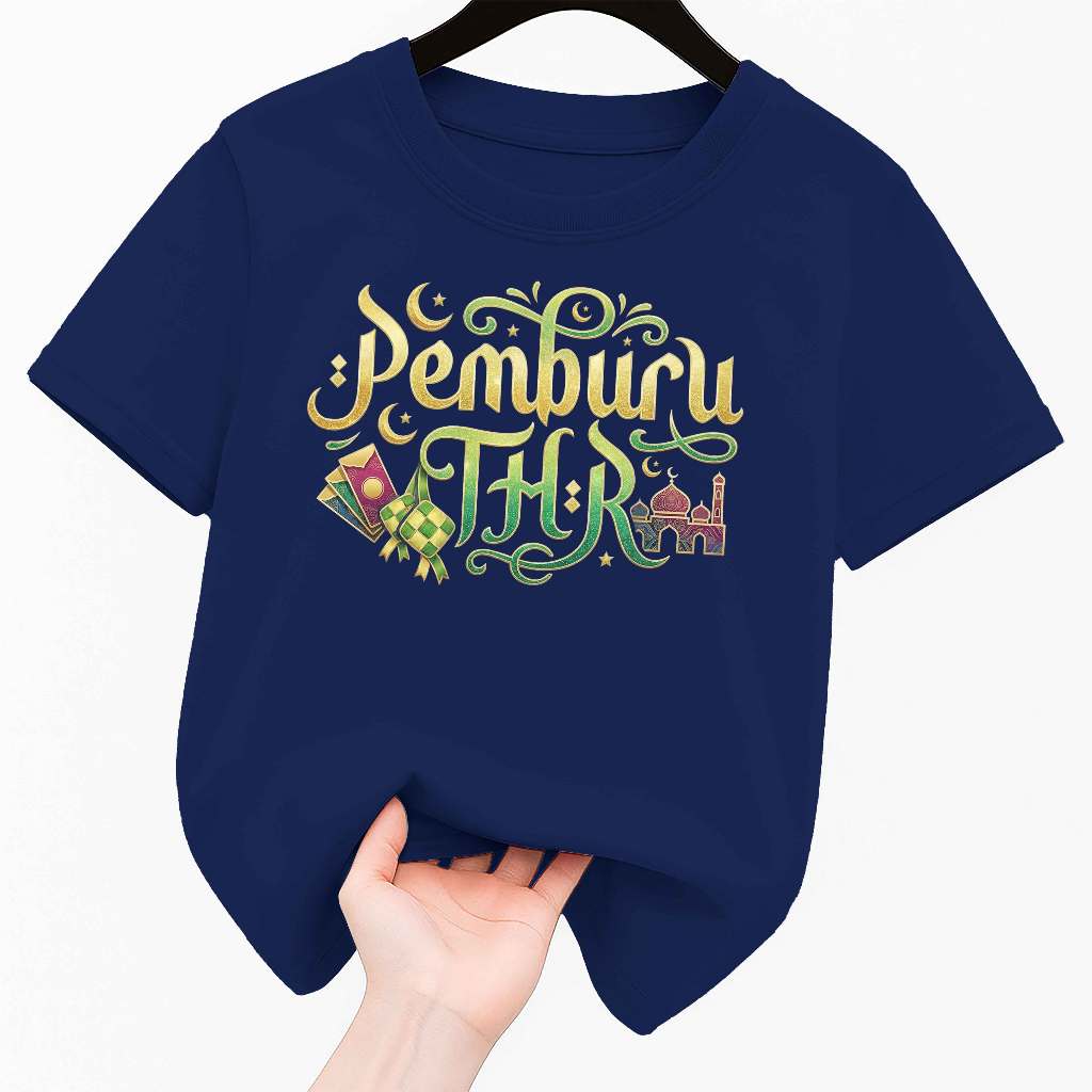 Kaos Anak Pemburu THR Baju Kaos Anak Laki Cotton Combed Kaligrafi Tulisan Islam Usia 1-12 Tahun