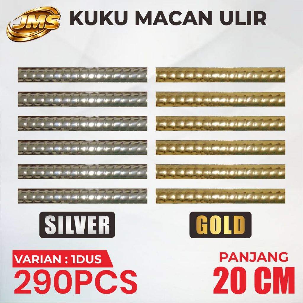 Kuku Macan Keramik Ulir Warna Silver dan Gold  20 cm / Kuku macan IsI 290 Pcs atau 1 dus  kuku macan