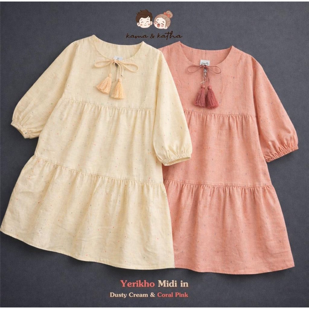 Midi Dress Anak | Yerikho Midi Dress Anak Perempuan | Baju Lebaran Anak | Dress Anak | Baju Anak Per