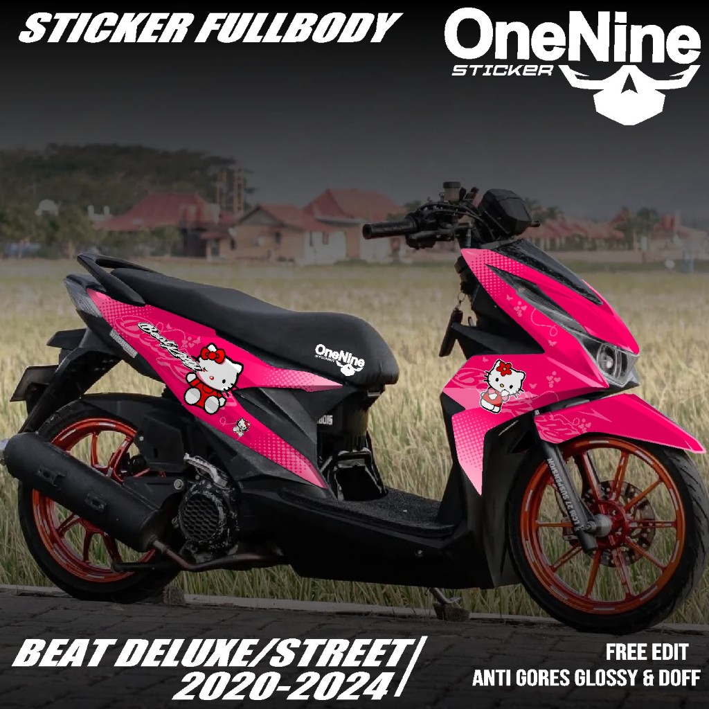 Decal Sticker Beat CBS STREET DELUXE 2020-2023 Fullbody Stiker Motor Beat Variasi Motif Hello Kitty