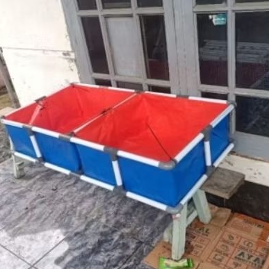 Terpal kolam ikan full set rangka / kolam terpal rangka