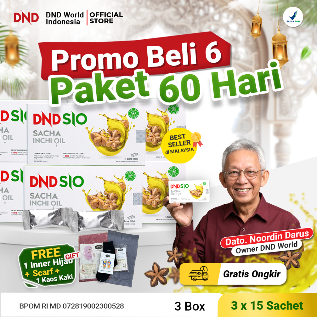 DND SIO PAKET 6 BOX - Sacha Inchi Oil 75ml - Bantu Mengatasi Kolesterol - 15 Sachet - Organik