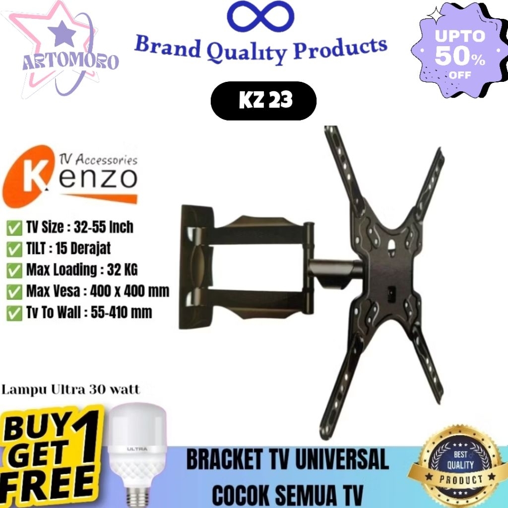 ARTOMORO Bracket Kenzo TV LCD LED KZ-23 32-55" inch/ Braket TV Kenzo / Breket Kenzo