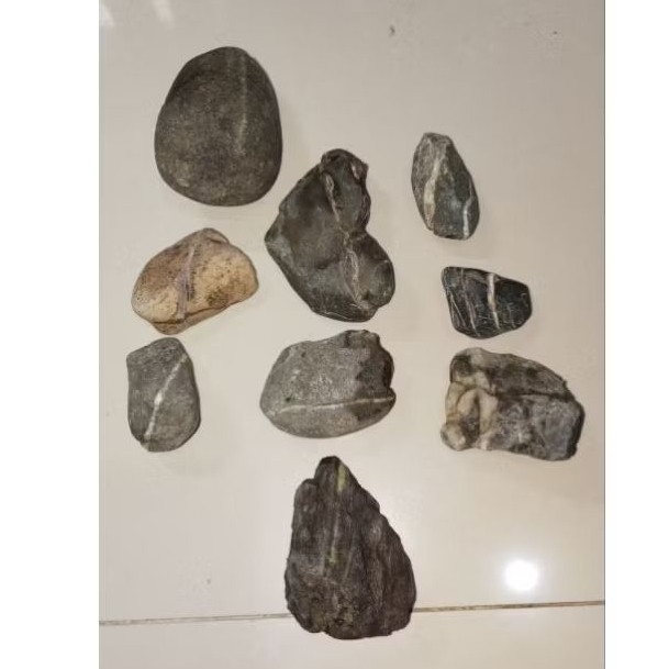 PAKET 9  PCS BATU ROUGH KORAL MOTIF KENDIT NATURAL SUNGAI KODE 454