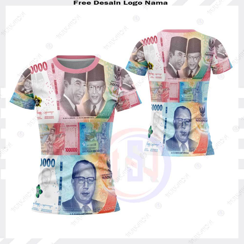 Kaos Wanita Jersey Uang Seratus Lima Puluh Ribu Kaos Uang 150 Ribu Lengan Pendek