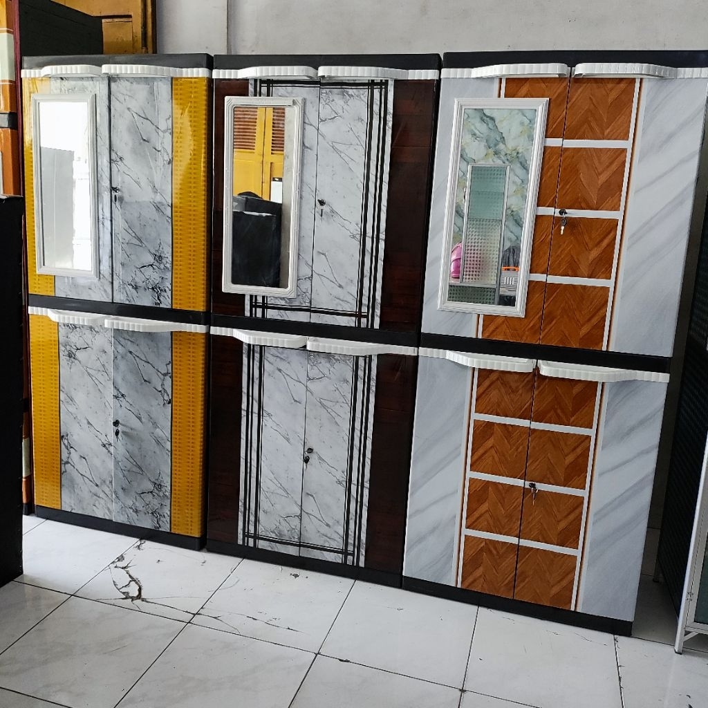 (KHUSUS REGULER/KARGO SELURUH INDONESIA) Lemari plastik kaca lemari 4 susun lemari 2 pintu excel 2 p